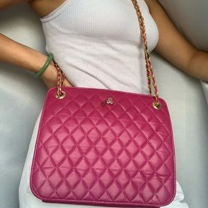 Pink quilted leather bag
